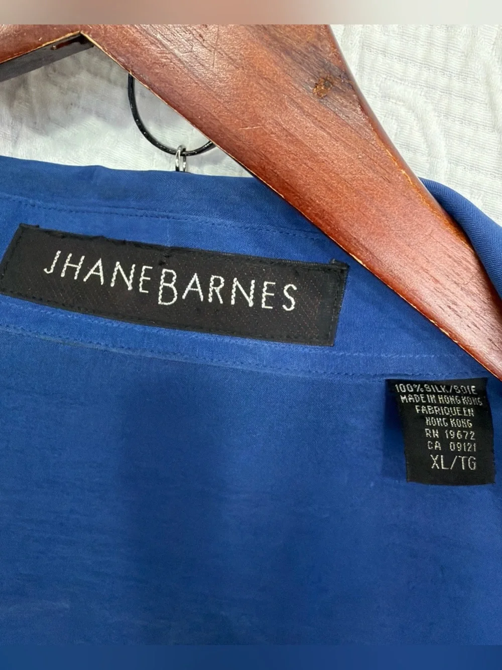 Jhane Barnes 100 Silk Mens XL Shirt Vintage Royal Hue Blue Luxury NEEDS CLEANED